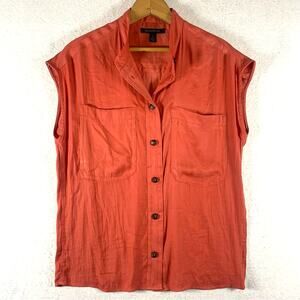 Banana Republic Womens Button‎ Sleeveless Top Sz S Pink Oversized Boxy Preppy
